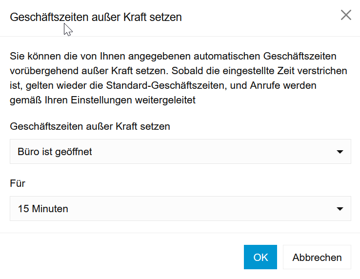 Gechäftszeiten außer Kraft setzen (2)